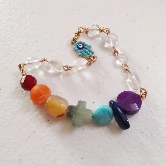 Rainbow of Semi-Precious Stones - Unique Chakra Bracelet - Your Signature Style! - Picture 9 of 15